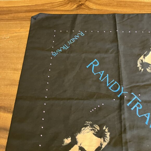 Randy Travis Vintage Black Brockum 1989 Bandana 21" x 22" - Picture 4 of 8